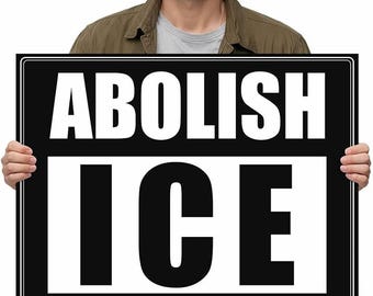 Abolish ICE Protest Sign 24x18, Melt the Agency March Fan, Stop Enforcement Placard, 2026 Midterm Election Demonstration Gear, Waterproof