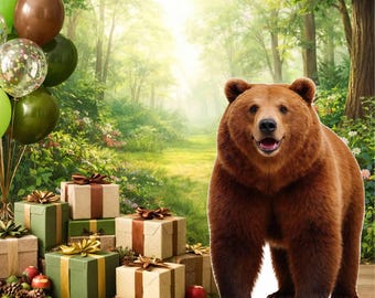 Life Size Bear Cardboard Cutout, Grizzly Black Polar Bear Standee, Woodland Wild One Birthday Decor, Winter Onederland Party