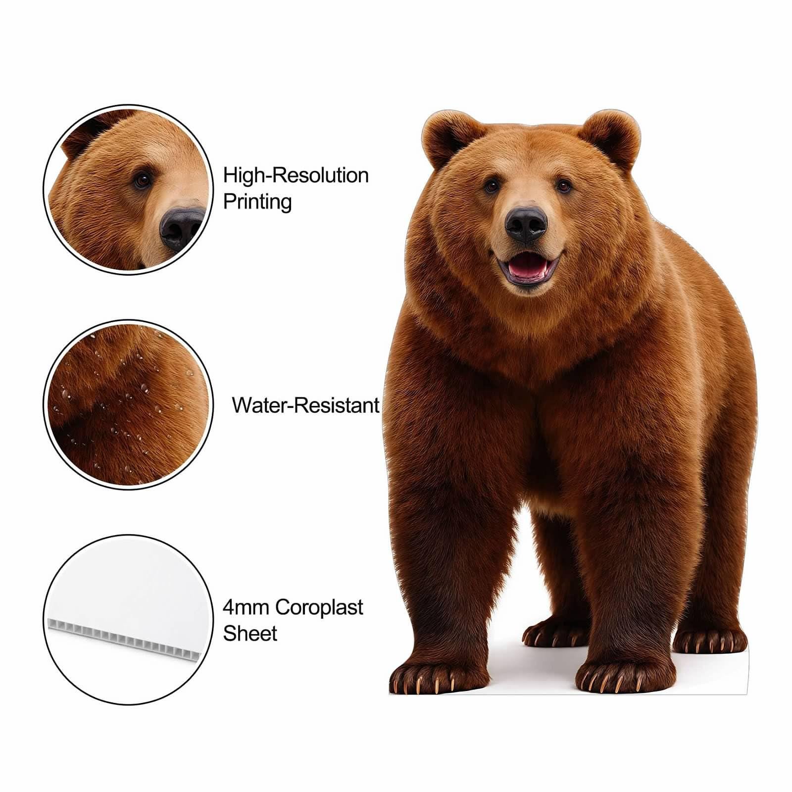 Life Size Bear Cardboard Cutout, Grizzly Black Polar Bear Standee