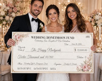 Custom Giant Check, Personalized Presentation Board, Oversized Big Prop for Charity Donation & Award, Wedding Fund, Reusable Plastic
