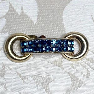 Vintage Marcel Boucher Brooch: Blue Rhinestone Floral Pin, Signed 3425