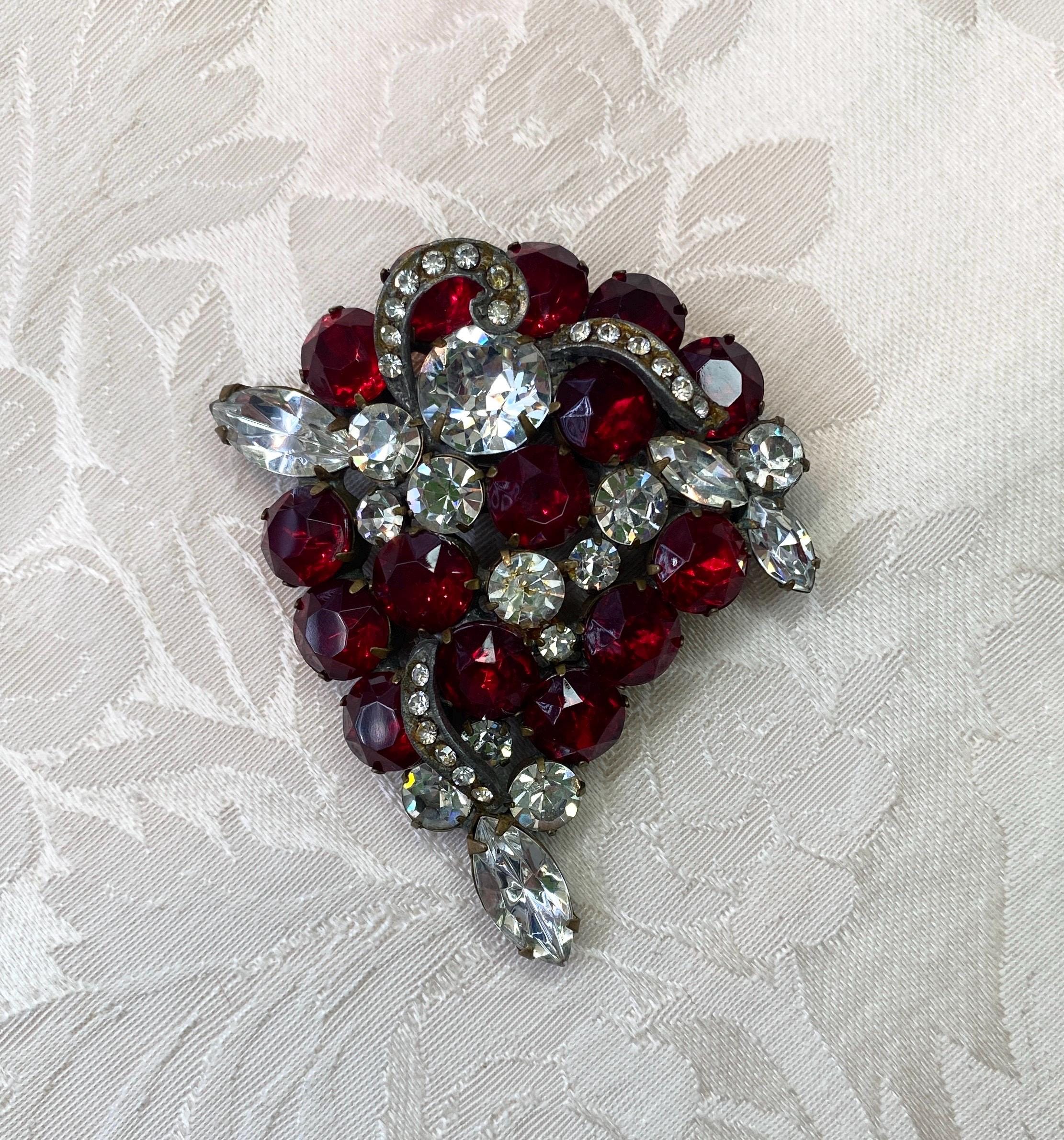 Vintage 1950s Large Red Brooch - Jewels Past | Vintage