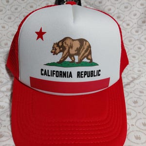 California Bear Trucker Hat: Adjustable Snapback, California Love