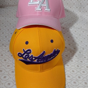 Los Angeles Hat Adjustable Baseball Hat Embroidery Letters Hat Lakers Colors Women Hat Men Hat LA Hat