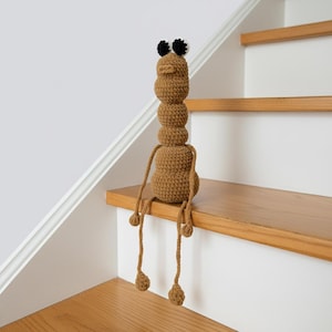 Handmade Marcus the Worm Plush: Posable Crochet Amigurumi Plushie