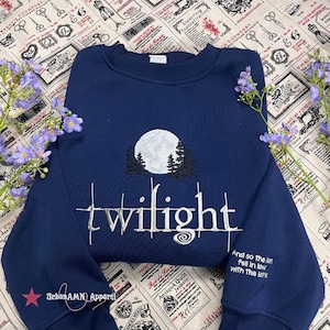Limited Twilight New Moon Embroidered Sweatshirt and Hoodie, The Twilight Saga Shirt, Moon & Forest Design, Gift For Book Lover