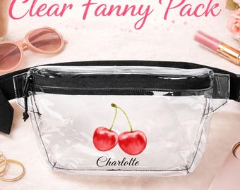 Personalized Clear Fanny Pack, Custom Name Belt Bag, Stadium Approved Concert Bag, Bachelorette Gift, Festival & Game Day Bag