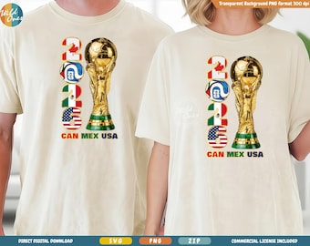 World Cup 2026 Soccer Design SVG PNG | Canada Mexico USA Flags (Digital Download)