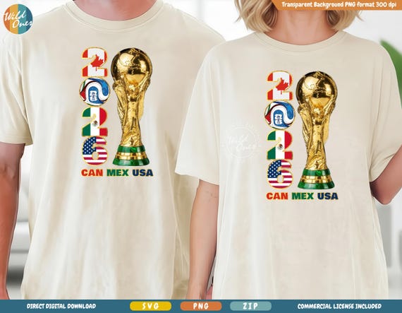 World Cup 2026 Soccer Design SVG PNG | Canada Mexico USA Flags (Digital Download)