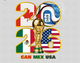 World Cup 2026 Soccer Design | Canada Mexico USA Flags (Digital Download)