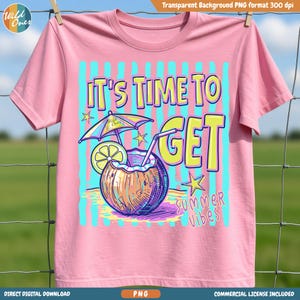 Paquete PNG de Time to get nuts, camiseta Preppy Stripes Summer Vibes de 4 colores, diseño Glitch de moda para primavera (descarga digital)