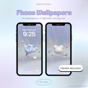 Cute Tamagochi Inspired Phone Wallpaper iOS iPhone Android  | Cute Kawaii Lockscreen + Homescreen | Digital Download Aesthetic Background