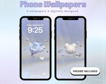 Carino sfondo per telefono ispirato a Tamagochi per iOS iPhone Android / Carino sfondo Kawaii per schermata di blocco + schermata iniziale / Sfondo estetico per download digitale