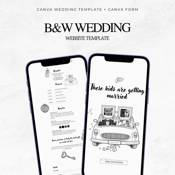 Doodle Wedding Website Template | Whimsical Interactive Invite (Digital Download)