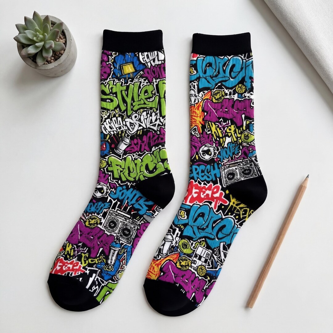 Graffiti Socks Street Art Hip Hop Crew Socks Colorful Urban Gift - Etsy
