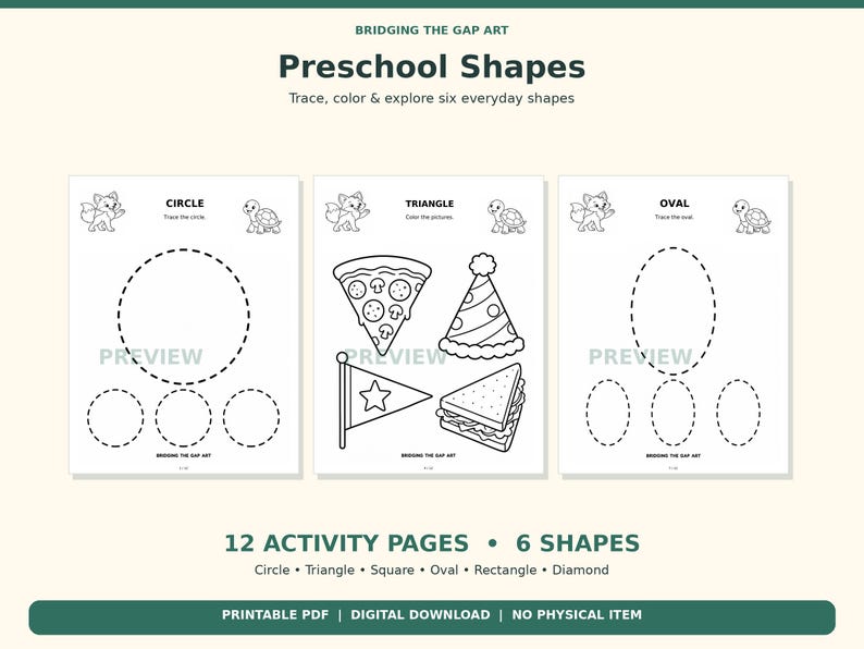 Preschool Shapes Worksheets, 12 Tracing & Coloring Pages, Printable ...
