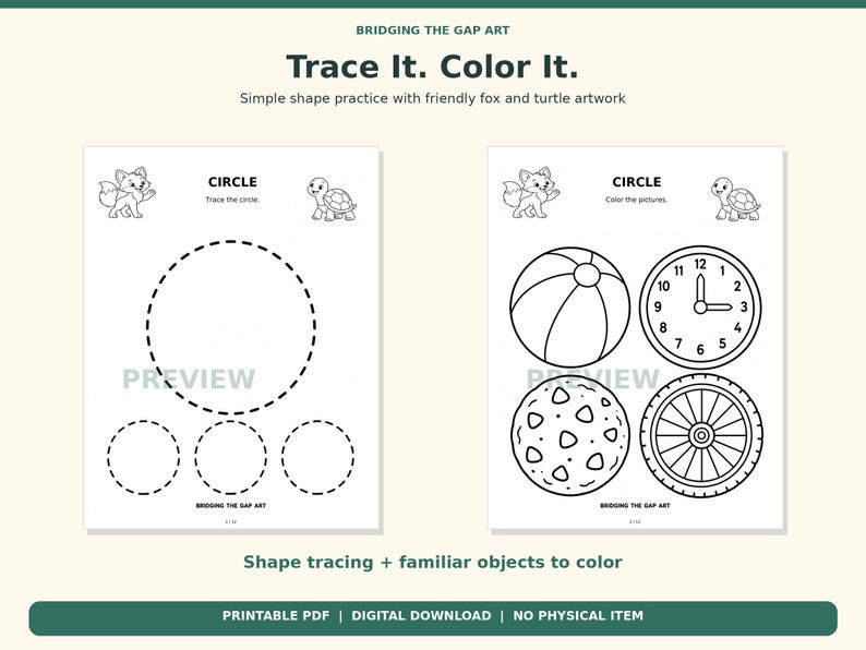 Preschool Shapes Worksheets, 12 Tracing & Coloring Pages, Printable ...
