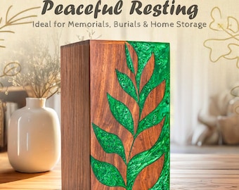 Personalized Rosewood Urn, Engraved Tree of Life Memorial Keepsake, Resin Inlay Box