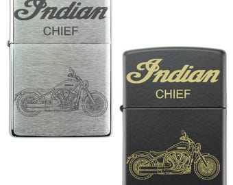 Silver Indian Chief Zippo Lighter Gift for Motorcycle Biker Silver Indian Chief Zippo Lighter Gift for Motorcycle Biker