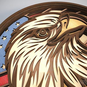 Layered Eagle SVG With American Flag, Laser Cut File Multi-layer Eagle ...