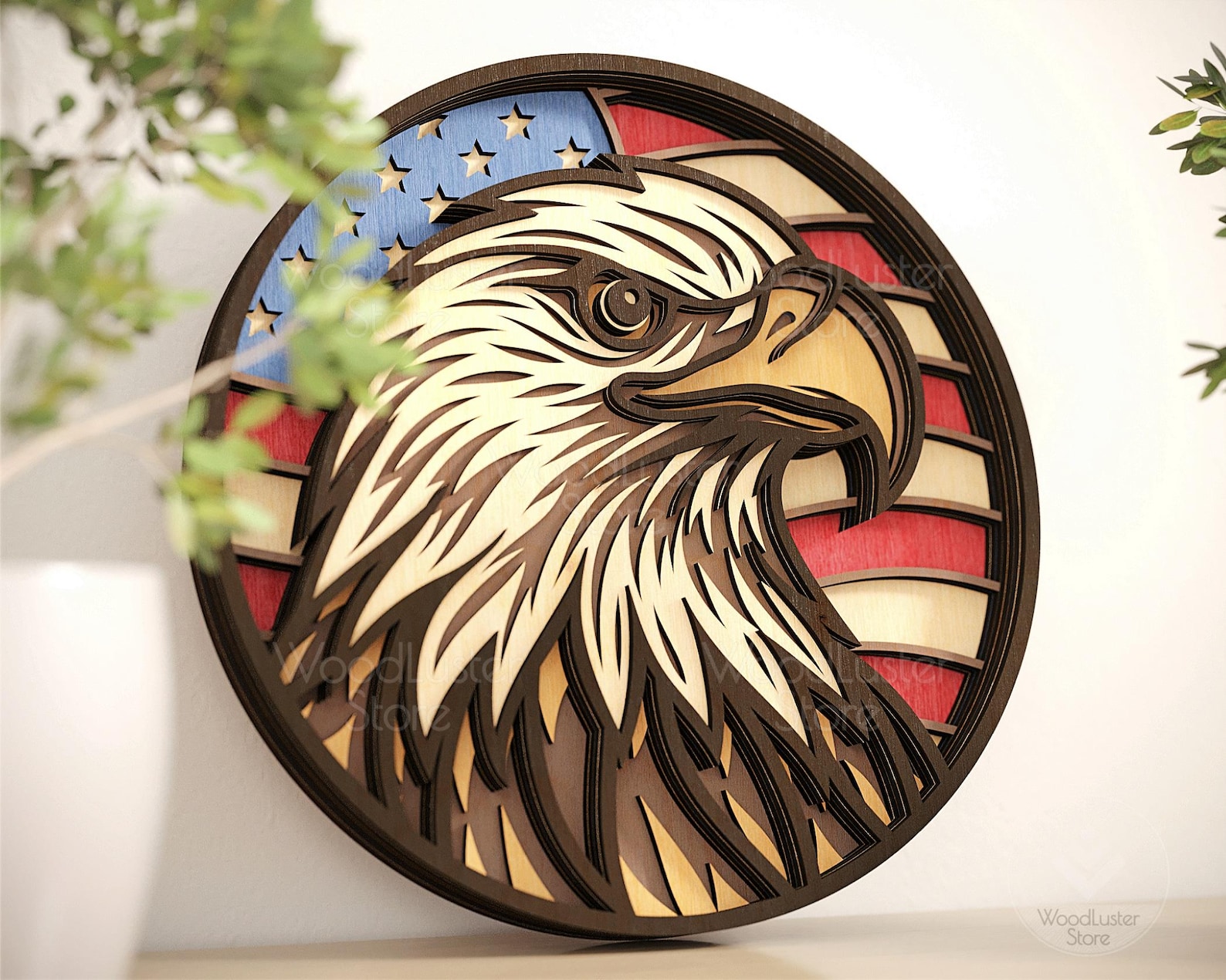 Layered Eagle SVG With American Flag, Laser Cut File Multi-layer Eagle ...