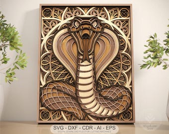 Layered Cobra Mandala SVG, Laser Cut File, CNC, Glowforge (Digital Download)