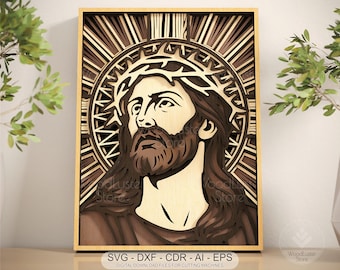 Jesus Christ Layered SVG File – 3D Christian Wall Art (Digital Download)