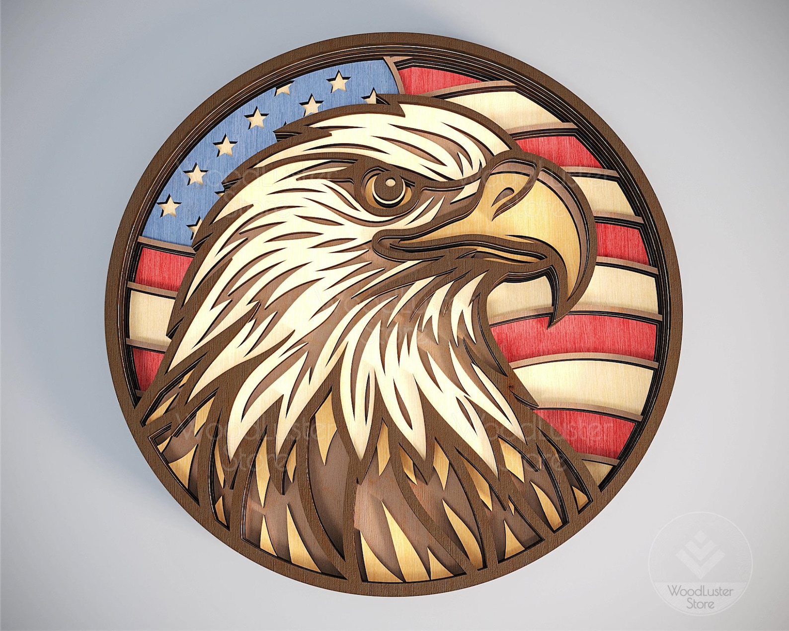 Layered Eagle SVG With American Flag, Laser Cut File Multi-layer Eagle ...