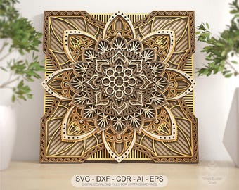 Layered Mandala SVG Design: 11-Layer Wall Art, Laser Cut Files (Digital Download)