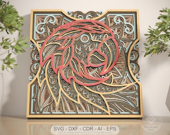 Layered Parrot Mandala SVG: Laser Cut Bird Wall Art (Digital Download)