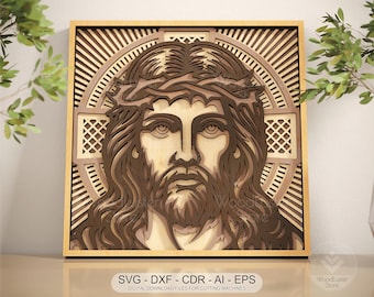 Jesus Layered SVG File 3D Multilayer Design for Laser Cutting, CNC Routing, Cricut