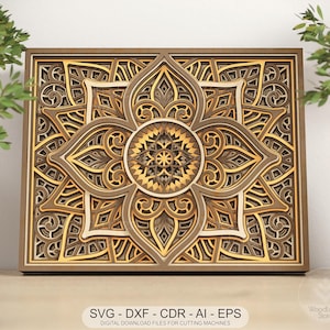 9 Layer Mandala SVG File for Cricut Glowforge 3D Laser Cut Design Boho Wall Art DIY Home Decor Multilayer Mandala Digital Download Template