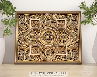 Layered Mandala SVG File, 3D Laser Cut Boho Wall Art (Digital Download)