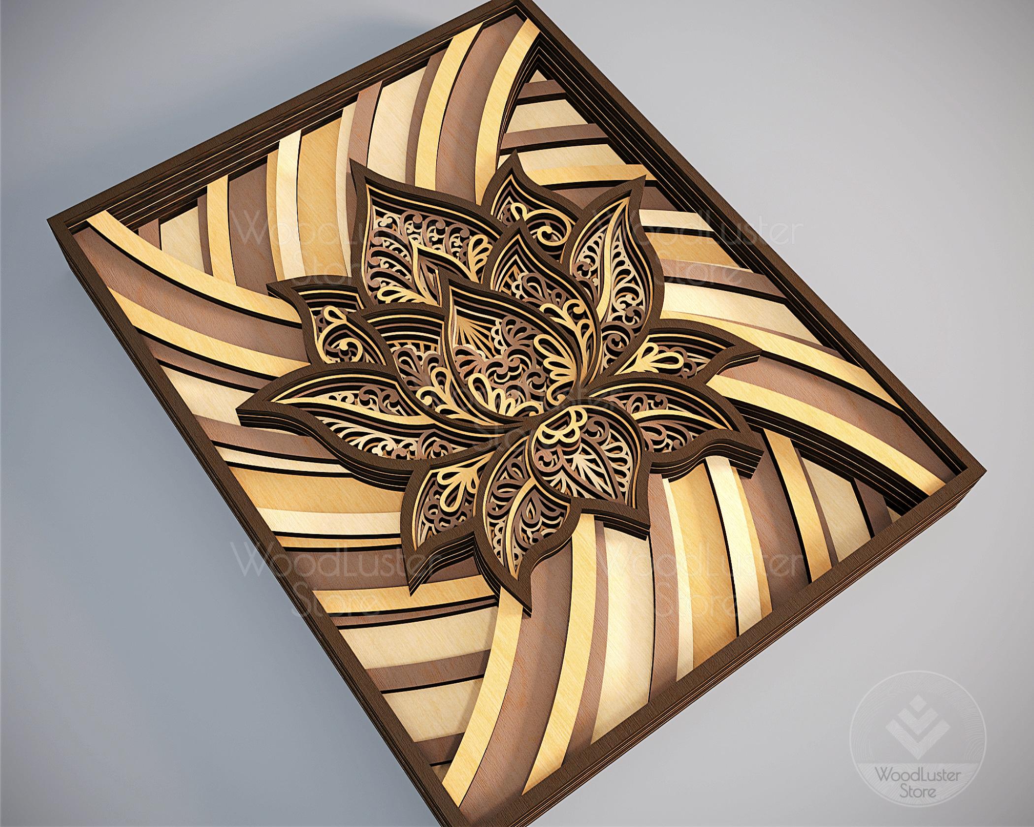 Laser Cut Layered Lotus Mandala SVG File 3D Flower Mandala Digital ...