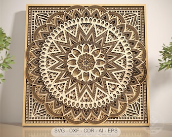 9 Layer Mandala Design - SVG DXF Laser Cut File (Digital Download)