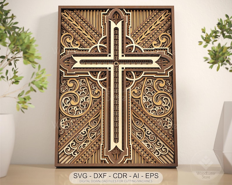 Layered Christian Cross SVG: Laser Cut Mandala Wall Art (digital Files ...