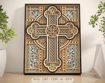 Layered Cross SVG – Byzantine Orthodox Laser Cut File (Digital Download)