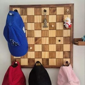 Gancho de pared para juego de ajedrez, perchero, llavero, soporte de pared para llaves con forma de tablero de ajedrez, gancho de pared de madera, soporte para tablero de ajedrez, organizador de pared para tablero de ajedrez