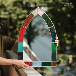 mirror suncatcher, stained glass mirror, stain glass mirror, stained glass frame, vintage mirror, decorative mirror, wall mirror