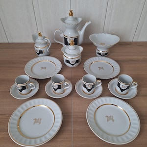 Vintage 6-Person USSR/Soviet Coffee Set - Pegasus - Gold Trim