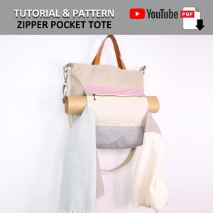 Create Your Own Zipper Pocket Tote! PDF PATTERN & TUTORIAL with YouTube Video, Advanced Beginner Level