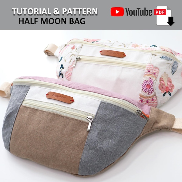 Create Your Own Waist Bag! PDF PATTERN & TUTORIAL with YouTube Video, Intermediate Level