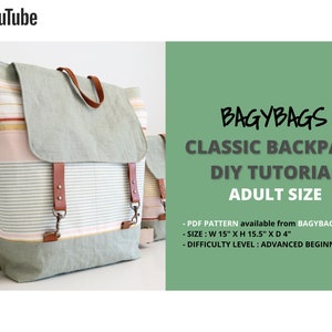 Classic Backpack. Mum and Kid Set. PDF PATTERN & TUTORIAL with YouTube Video, Advanced Beginner Level image 2