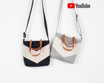 Chevron Tote. Mini (Kid) size. PDF PATTERN & TUTORIAL with YouTube Video, Advanced Beginner Level, By BagyBags