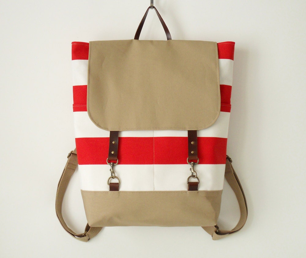 red stripe backpack