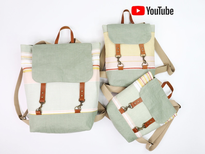 Classic Backpack. Mum and Kid Set. PDF PATTERN & TUTORIAL with YouTube Video, Advanced Beginner Level image 4