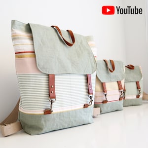 Classic Backpack. Mum and Kid Set. PDF PATTERN & TUTORIAL with YouTube Video, Advanced Beginner Level image 1