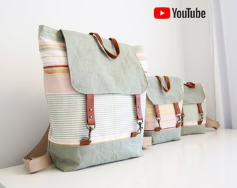 Classic Backpack. Mum and Kid Set. PDF PATTERN & TUTORIAL with YouTube Video, Advanced Beginner Level