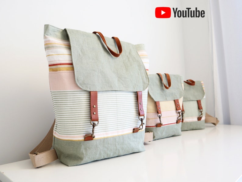 Classic Backpack. Mum and Kid Set. PDF PATTERN & TUTORIAL with YouTube Video, Advanced Beginner Level image 1