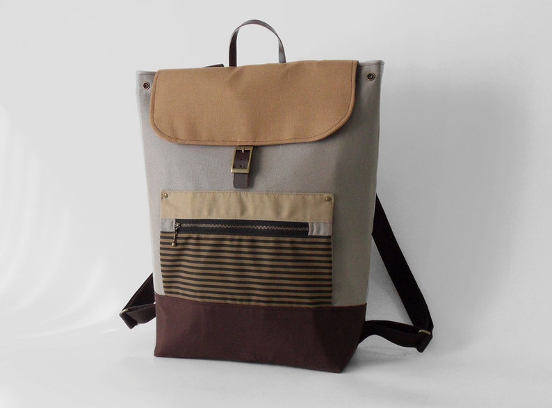 Unisex Gray Canvas Backpack / Laptop bag / school bag / Etsy
